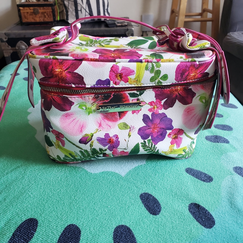 Betsey Johnson Floral Cosmetic Bag with Mirror
